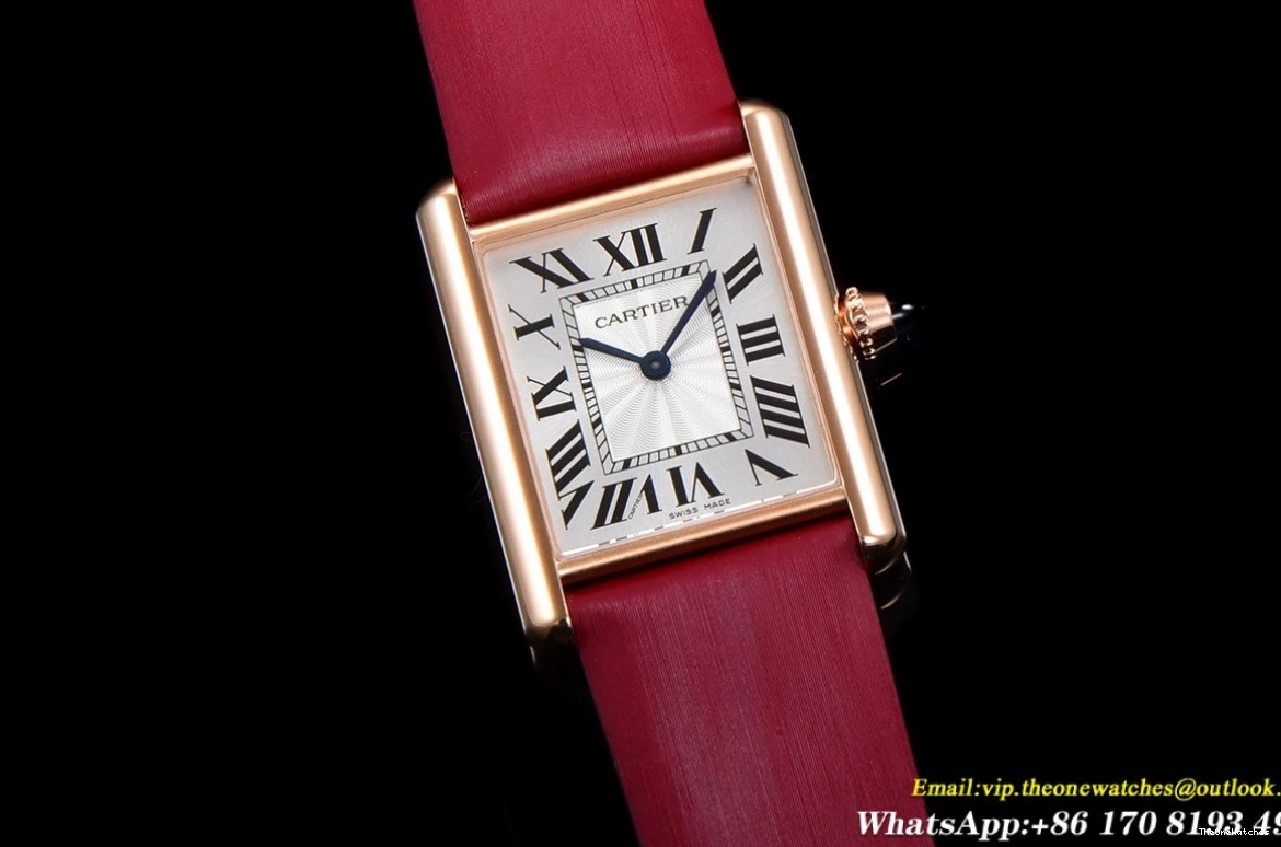 25.5mm F1F White RG Red Dial Quartz - SA Louis Cartier Tank 0106